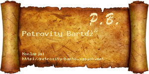 Petrovity Bartó névjegykártya